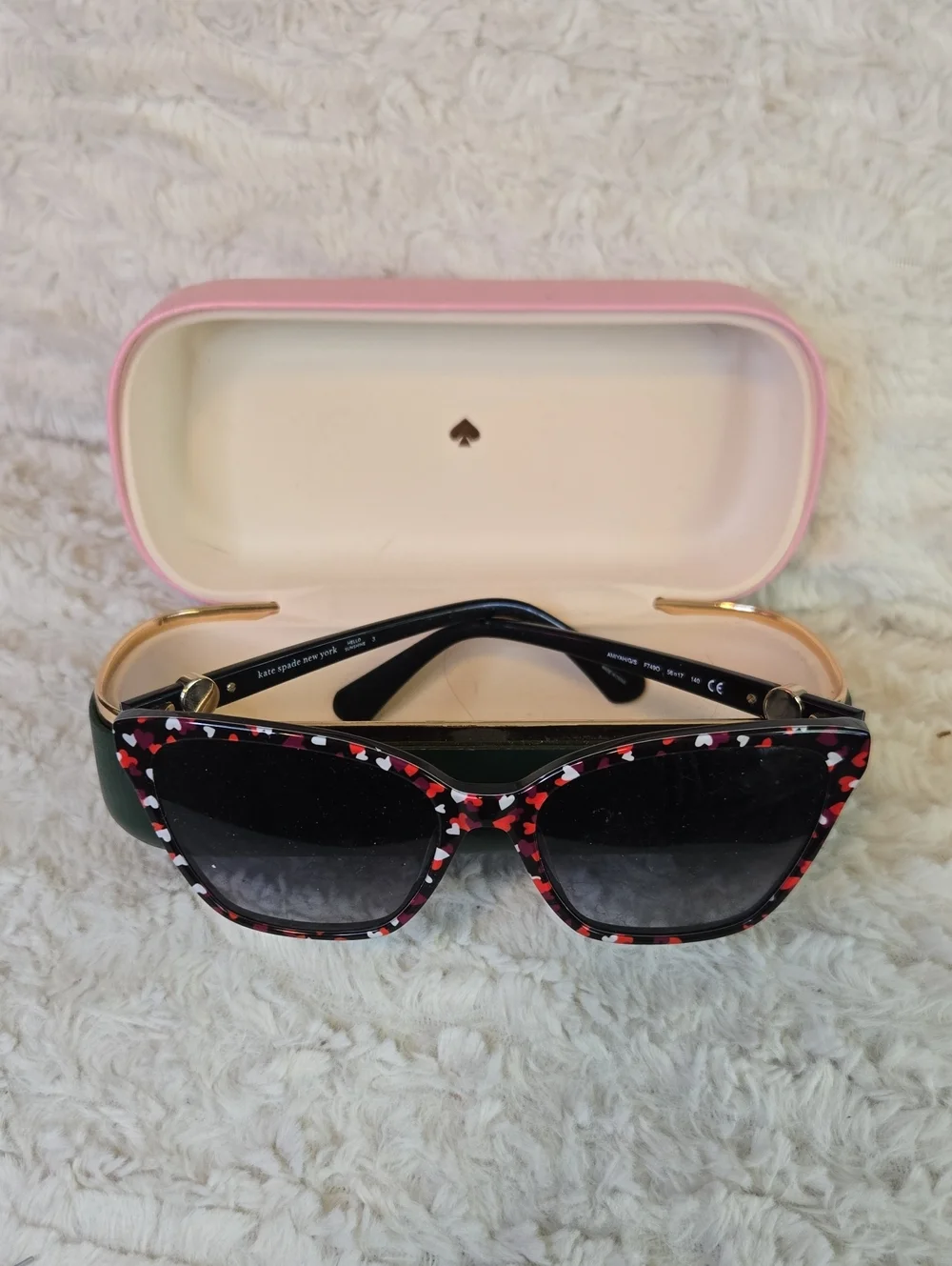 kate spade Red, Pink and Black Heart-Print Cat-Eye Sunglasses